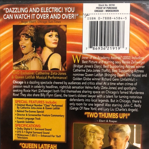 Chicago (DVD 2003 Widescreen) Renee Zellweger Catherine Zeta Jones Richard Gere - Picture 3 of 9